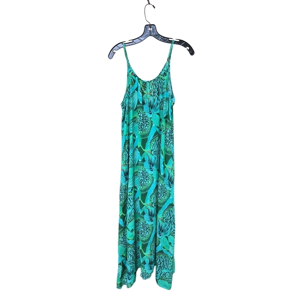 Inoa Flowing Maxi Dress With Crystals On Neck 100% Silk Size 1 - Picture 4 of 7